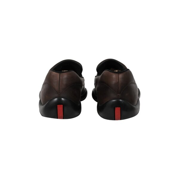Prada Men Traingle Logo Plaque Loafers Size US 11 UK 10 Brown Leather Slip On - Picture 5 of 10